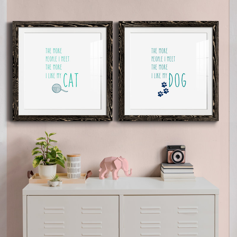The More I Like My Cat - Ensemble de 2 cadres photo, H 27,5 po x l 55 po x P 1,5 po, Cadre noir