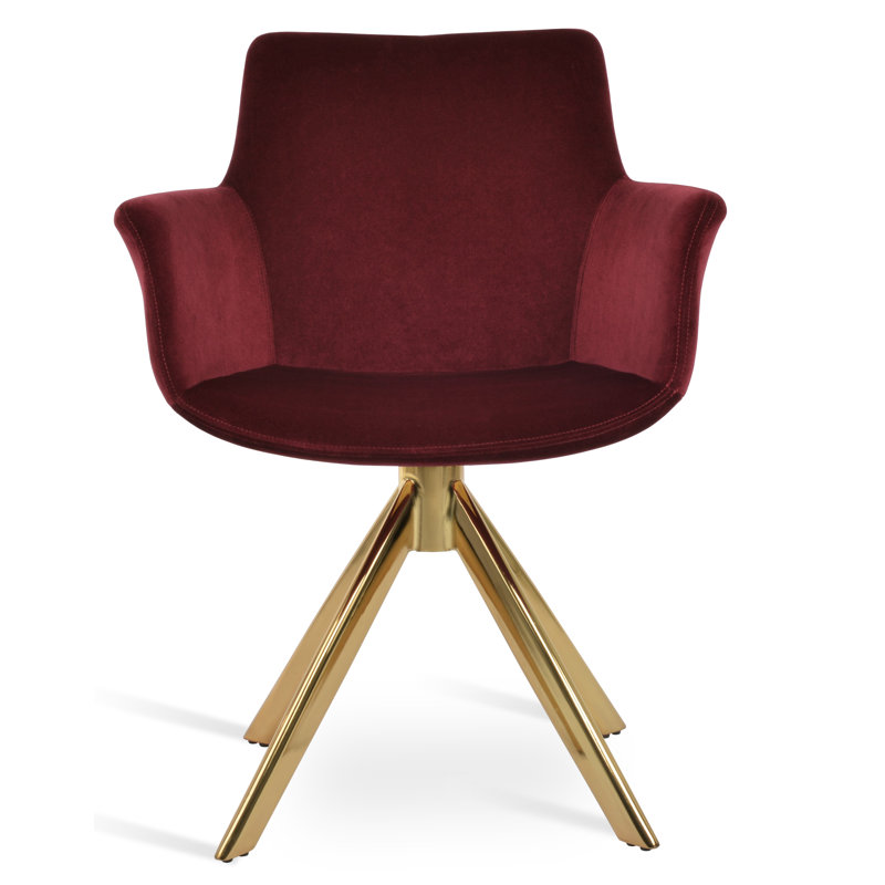 Chaise avec accoudoirs à dossier rembourré Bottega, Cerisier, Naturel