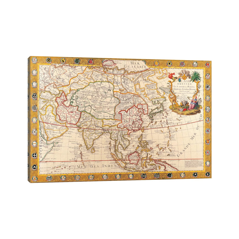 Antique Map Of Asia - Wrapped Canvas Print, 66.04 cm H x 45.72 cm W x 1.91 cm D