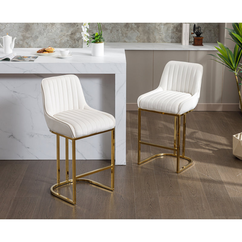 26.25'' Counter Stool, Beige, Gold