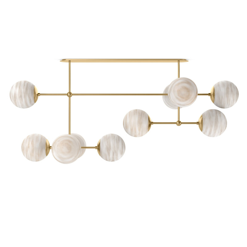 Armstrong 10 - Light Chandelier, Black Gunmetal, Marbled Matte Glass