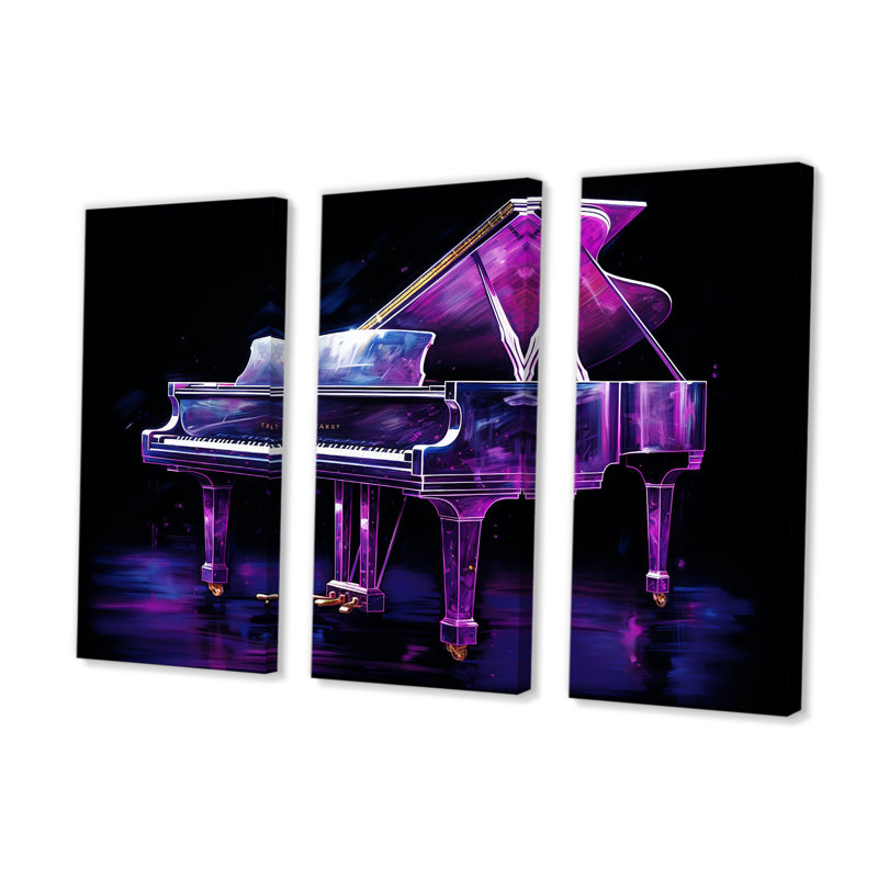 Mauve piano Neon Nocturne III - ensemble de décoration murale piano, H 40 po x l 60 po x P 1 po