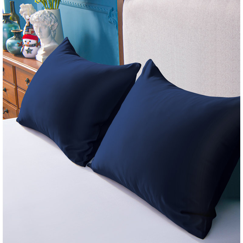 Taie d'oreiller en satin, Bleu marine, Très grand