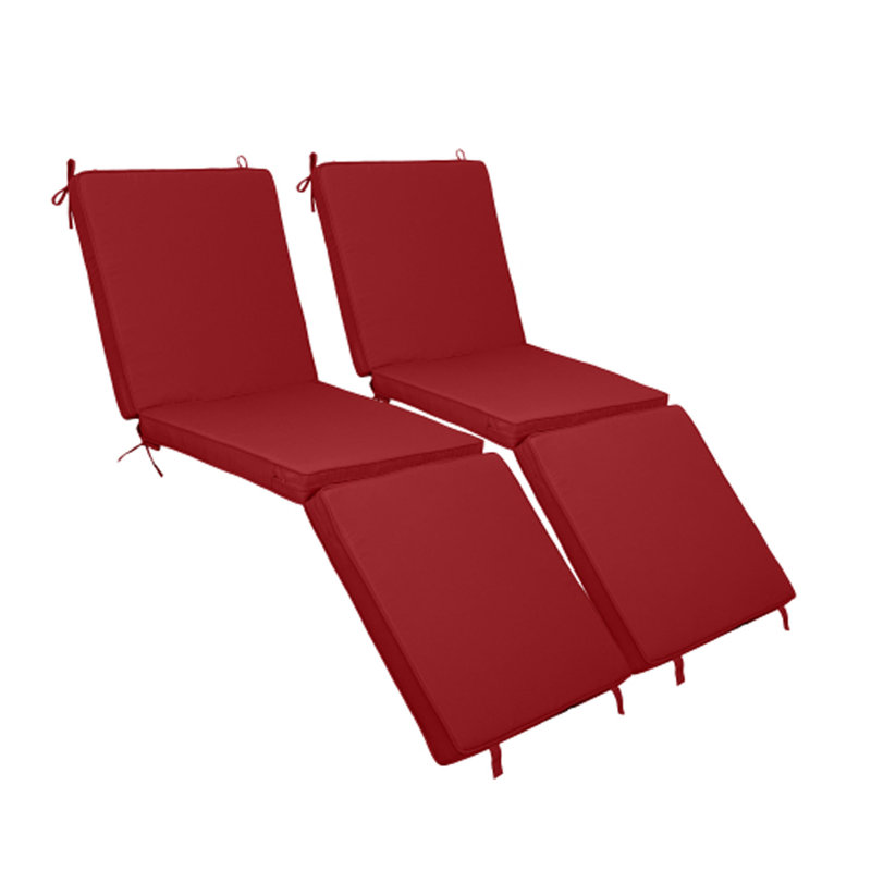 Outdoor Chaise Lounge Cushions Set Of 2 With Hook & Loop Fasteners, Tri-fold Replacement Cushions For Patio Furniture, Water Resistant