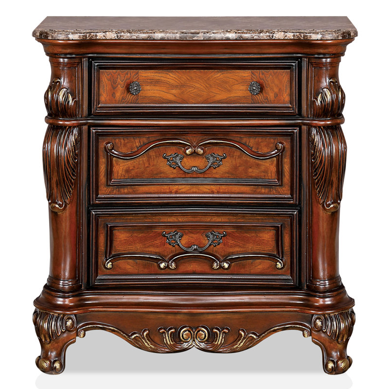 Table de chevet 3 tiroirs en bois Gladys