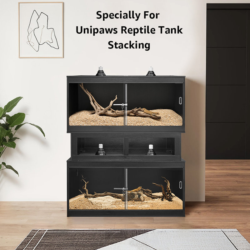 Reptile Enclosure Stacker, 11" H x 44.5" W x 21" D, Noir