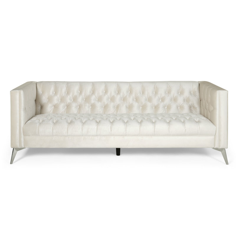 Canapé à accoudoirs en velours 88 po 88 po, canapé 3 places, canapé, canapé, Beige