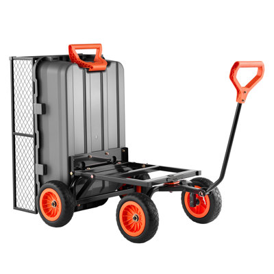Garden Dump Cart, 800 lbs Poly Dump Cart, Garden Carts Dumps Wagon with Storage Fence, 90° Quick-Dumps Mechanism, 180° Swivel Wheels, 90° Rotating Handle, Yard Wagon for Plants, Soil, Crops