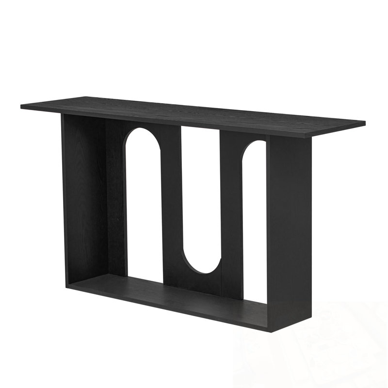 Wooden Kirree with open bootom shelf, Black