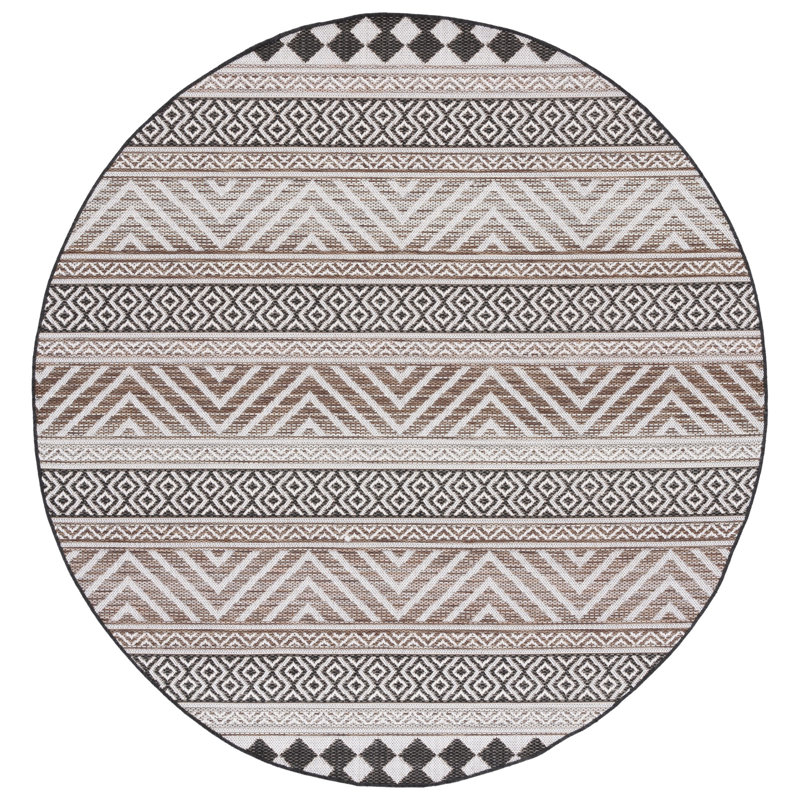 Tapis d'intérieur / extérieur Jontrell Performance Southwestern, Rond 6 pi 7 po