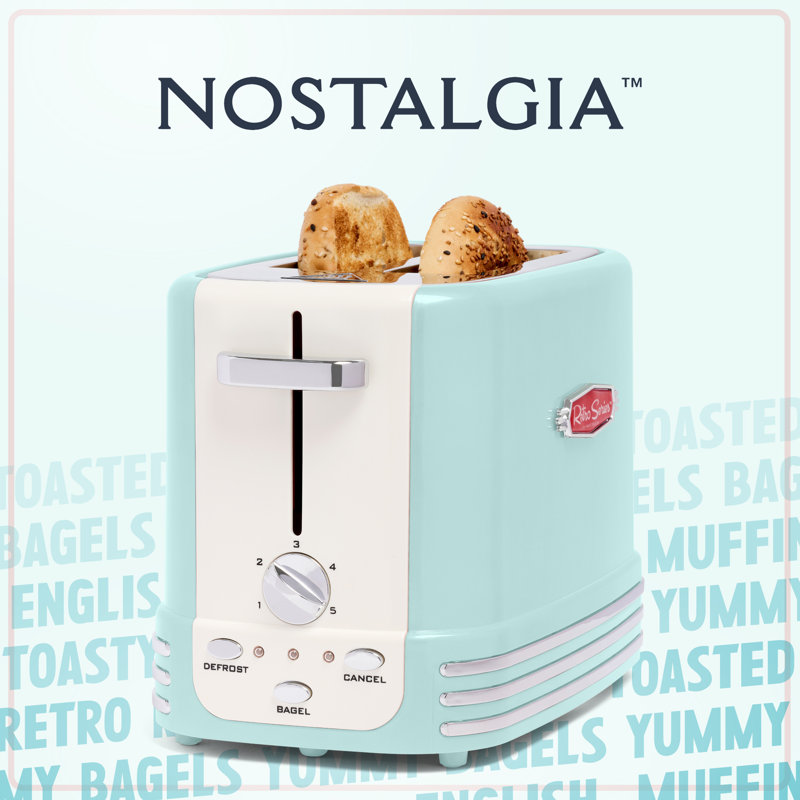 Nostalgia 2 Slice Toaster, Aqua