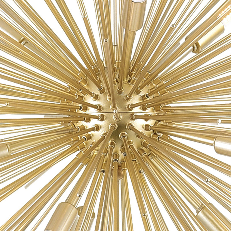 9 Light Starburst Chandelier – 30” Diameter, Gold Leaf Finish – Modern Ceiling Light for Dining Room, Living Room, Bedroom