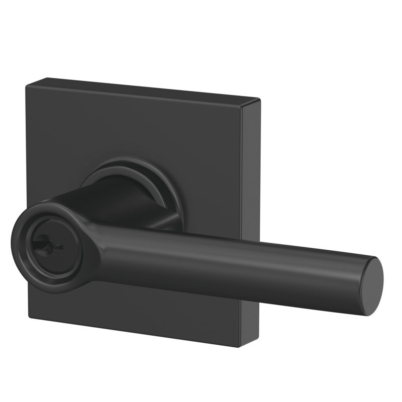 Broadway Keyed Entry Lever with Collins Trim, Matte Black, Keyed Alike, Yes