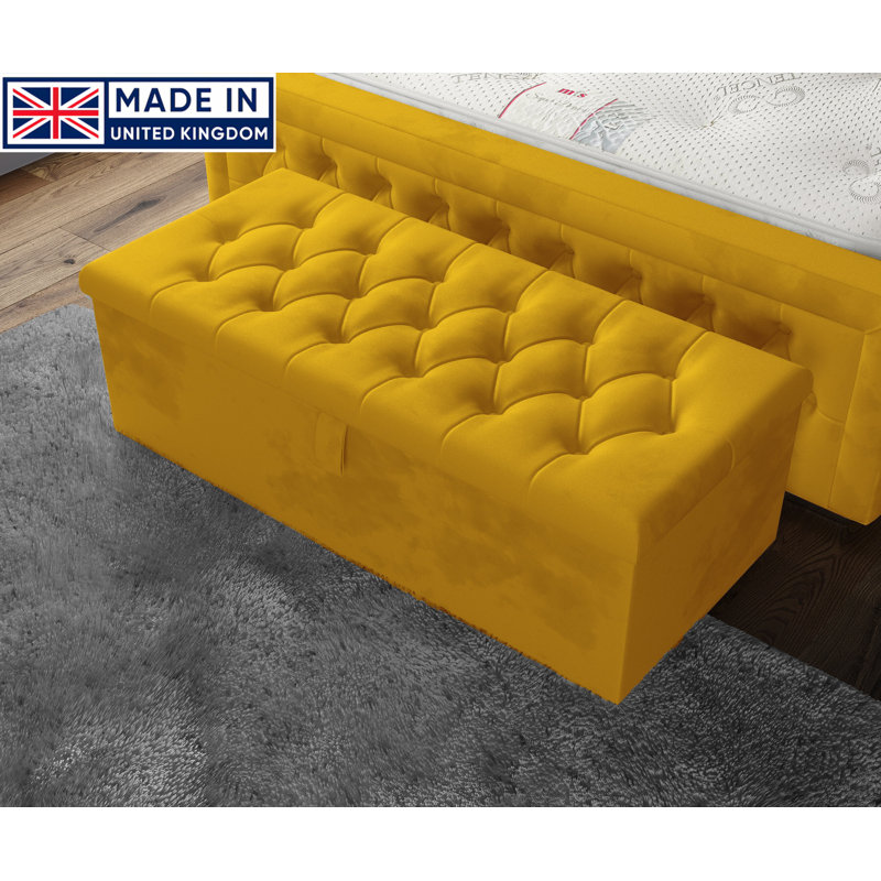 Candace 102cm Wide Tufted Rectangle Storage Ottoman with Hydrolic Arm, Turmeric