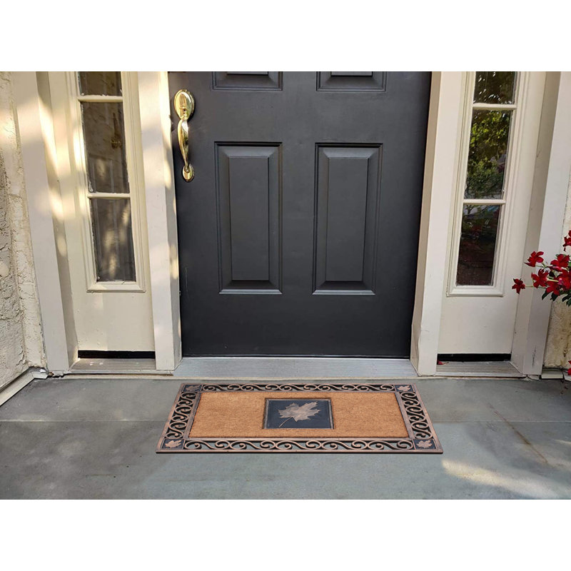 Rectangular Brown and Copper Coir Rubber Outdoor Doormat