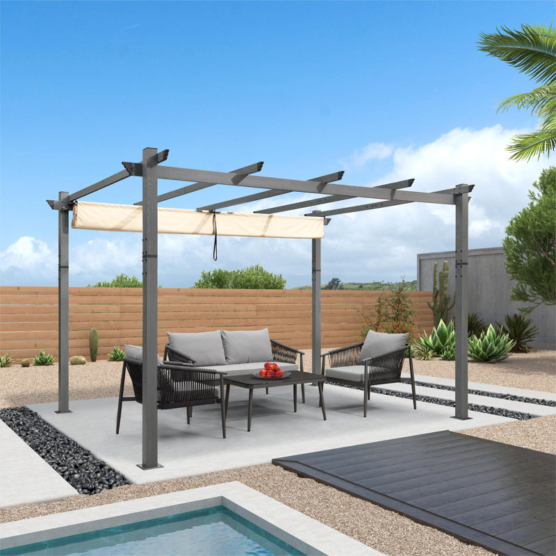 4m x 3m Aluminium Pergola, Khaki