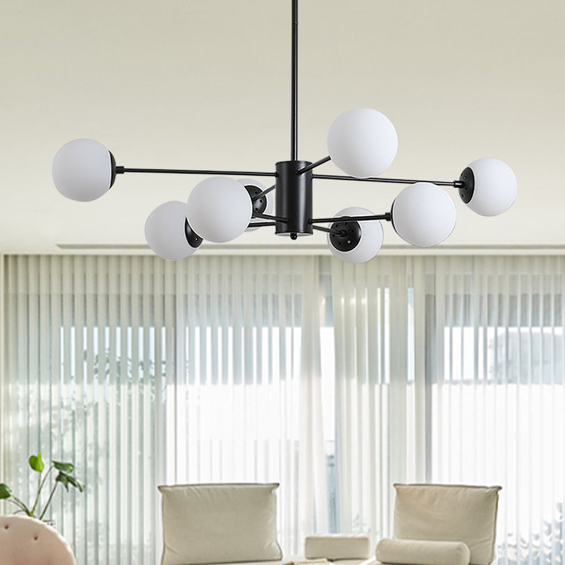 Donato 8 - Light Dimmable Sputnik Spider Chandelier, Black, White
