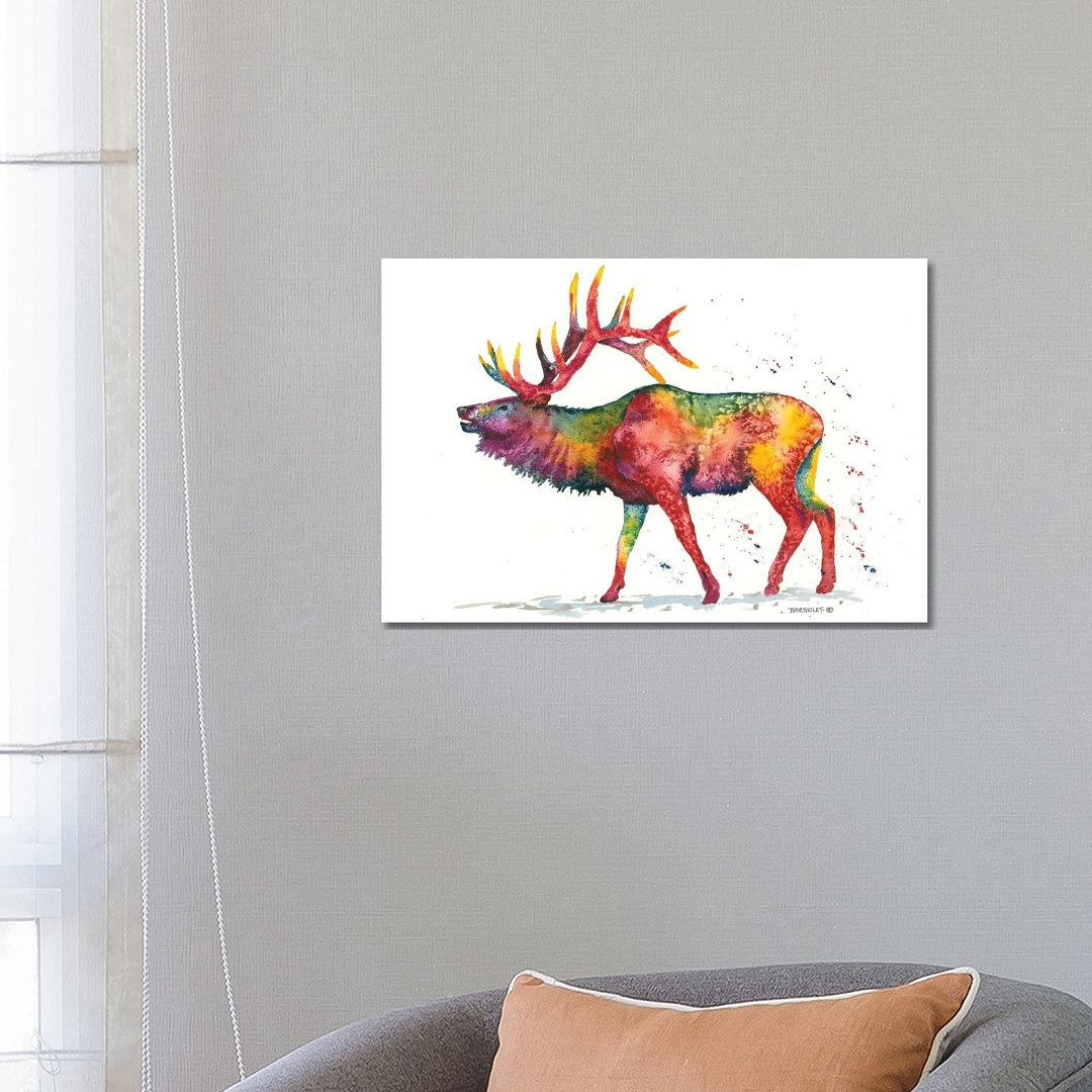 Regenbogen Wapiti von Dave Bartholet - Ohne Rahmen Galerie-verpackte Leinwand Giclée auf Leinwand