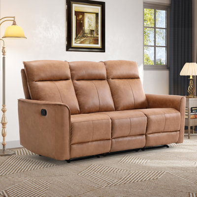 Hogansville 76.8" Wide Modern Comfortable Upholstered Standard Manual Reclining Sofa