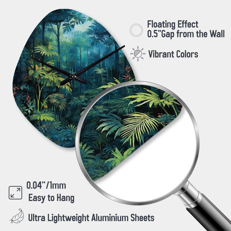 Jungle Expedition - Nebula Shape Large Teal Wall Clock - Unique Shape, Large