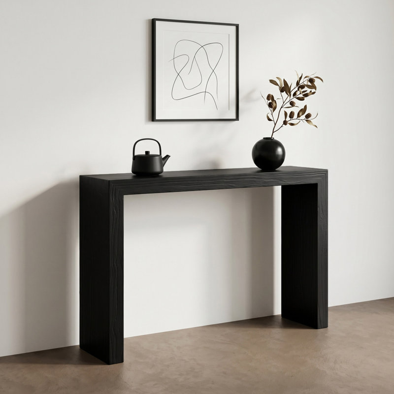 Console noire de style minimaliste, 35.4" H x 59" W x 11.8" D