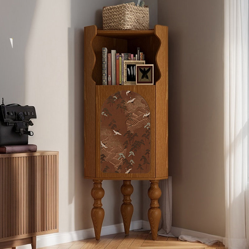 Bibliothèque d'angle polyvalente de style français, Brun