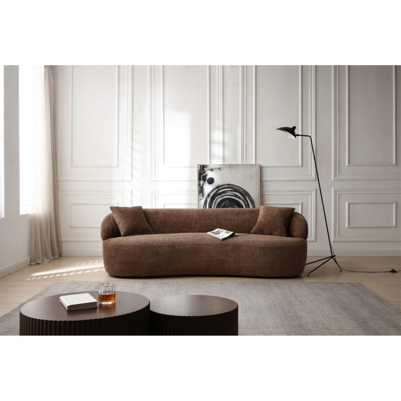 Canapé courbé en tissu Mid-Century, Marron foncé