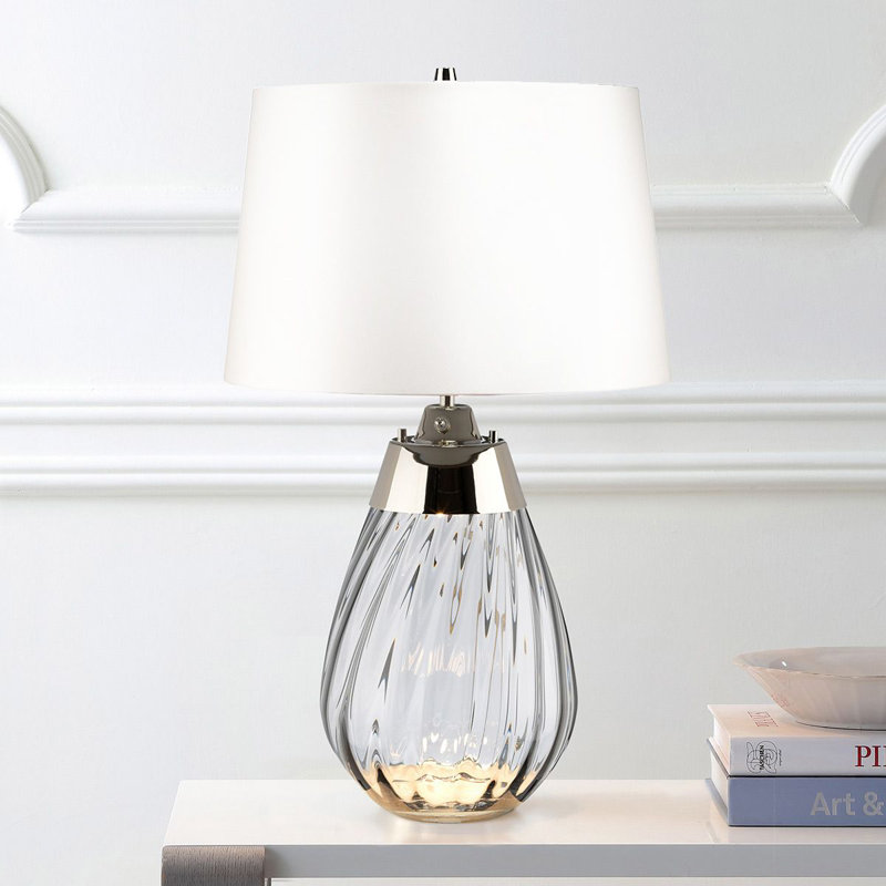 Morrisdale Glass Table Lamp, Transparent, White