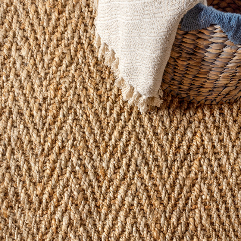 Tapis en jute tissé à la main Anishia, Tapis de couloir 2 pi 2 po x 12 pi