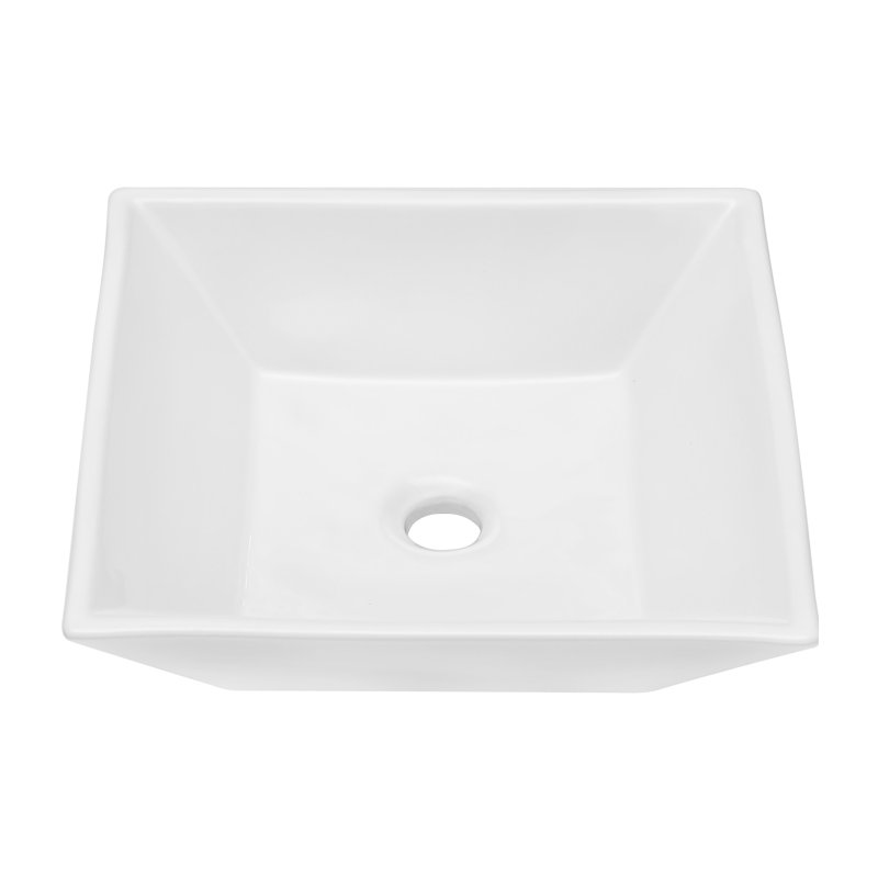 16"x16" Ceramic Square Vessel Bathroom Sink