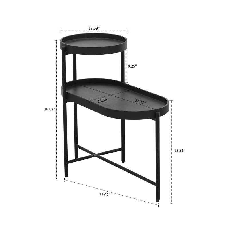 Minimalist Design Two-Tier Side Table with Adjustable Foot Pads