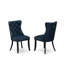 L'ensemble de table de salle à manger 7 pièces comprend une table ronde de 48 po avec piédestal et 6 chaises rembourrées en tissu de polyester bleu marine, noir sablé-1655364957
