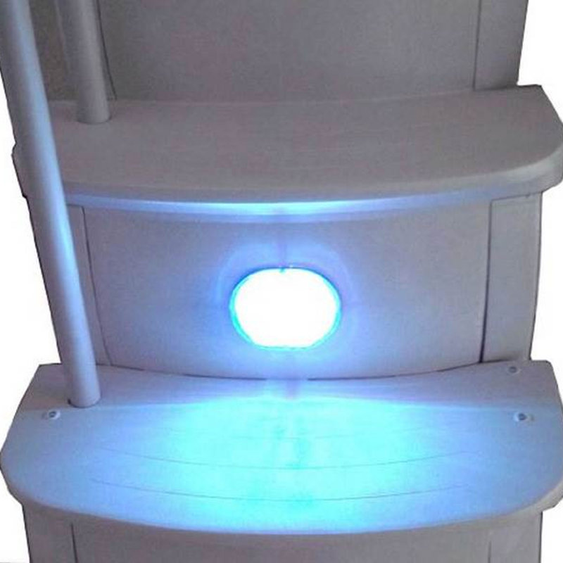 Main Access Above Ground Pool Ladder Steps w/ Pad + 2 Weights + LED Lite