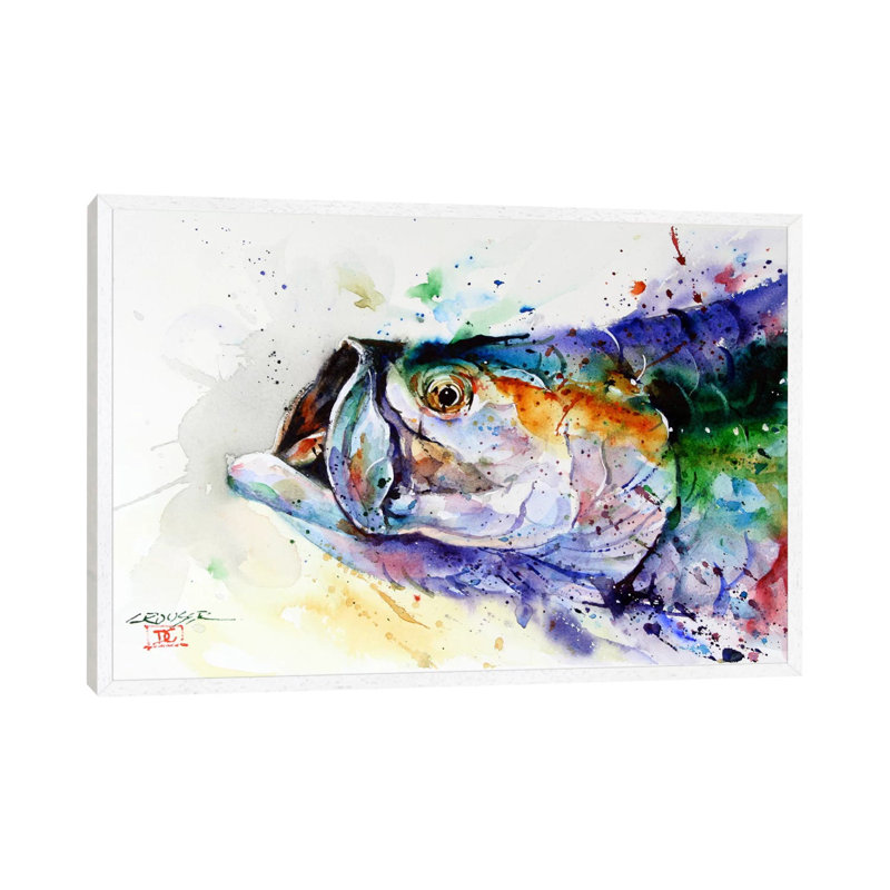 Fish by Dean Crouser - Floater Frame Painting on Canvas, White