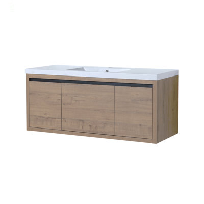 Armoire de salle de bain 48 po avec lavabo, portes à fermeture en douceur et tiroir, montage flottant, 48 po x 18 po