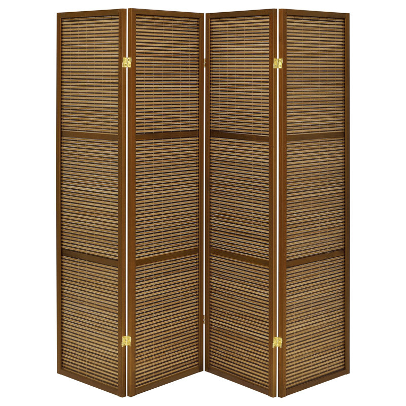Kenabi Walnut 4-Panel Room Divider Folding Screen