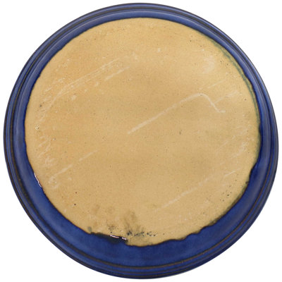 Round Glazed Ceramic Flower Pot Saucer Set of 2 - Fits 7" Planters - Blue