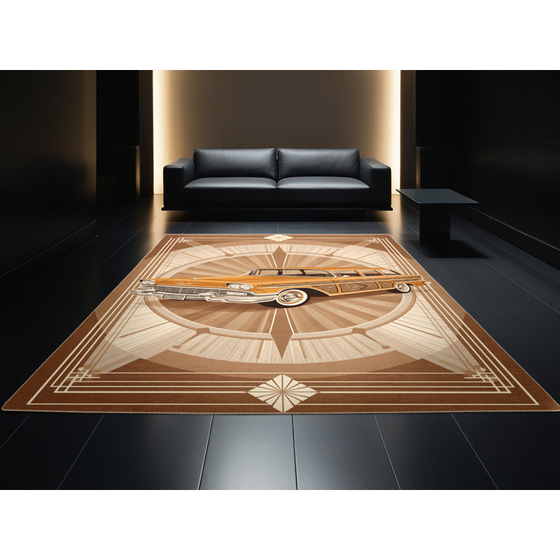 Tapis brun doux et moelleux à motif rétro rétro classique, 2 pi x 3 pi