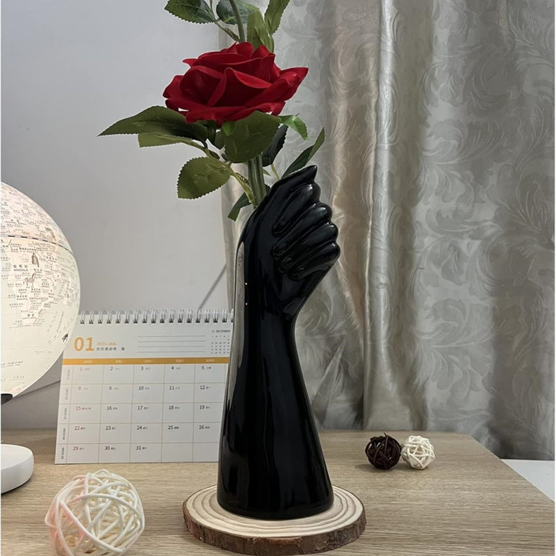 Vase décoratif moderne en forme de main, Noir