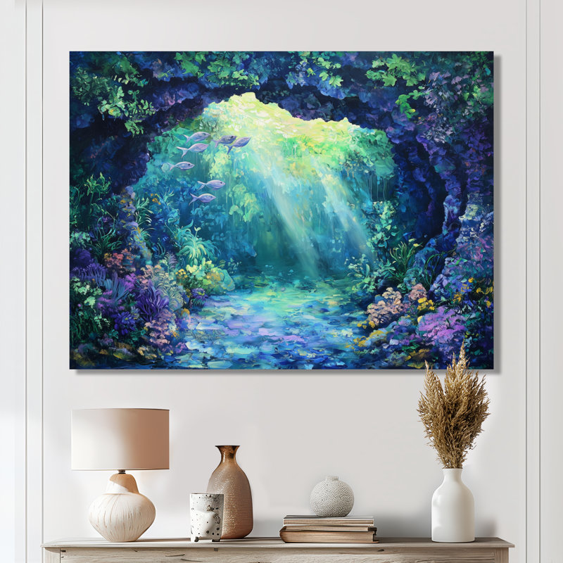 Corail, poisson, paradis, IV, animaux, art mural, impression sur métal, H 12 po x l 20 po