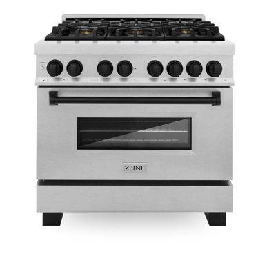 ZLINE Autograph Edition 36"" 4.6 cu. ft. Dual Fuel Range in Fingerprint Resistant Stainless Steel with Champagne Bronze Accents -  RASZ-SN-36-MB