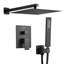 Ensemble de robinet de douche, système de douche de salle de bain Rainfall avec pomme de douche carrée de pluie de 12 pouces et douchette, robinets de baignoire muraux avec valve en laiton et ensemble de garniture, noir mat-117812734