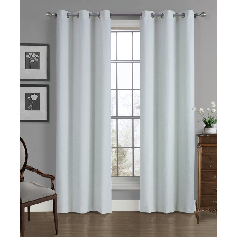 Simoes Solid Semi-Sheer Single Curtain Panel, Gray