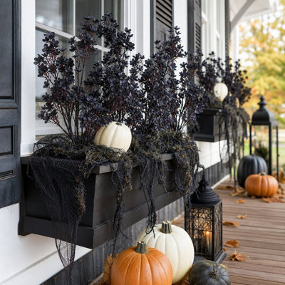 12 PCS Artificial Black Flower Stems, 18.5 Inch Faux Black Blossom Branches, Fake Floral Picks for Vase Fillers, Halloween Gothic Home Wedding Party Table DIY Arrangement Decor