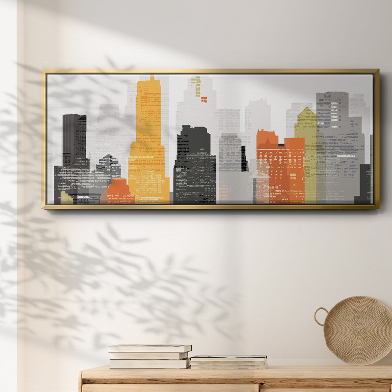 Element City- Framed Canvas, 24" H x 60" W