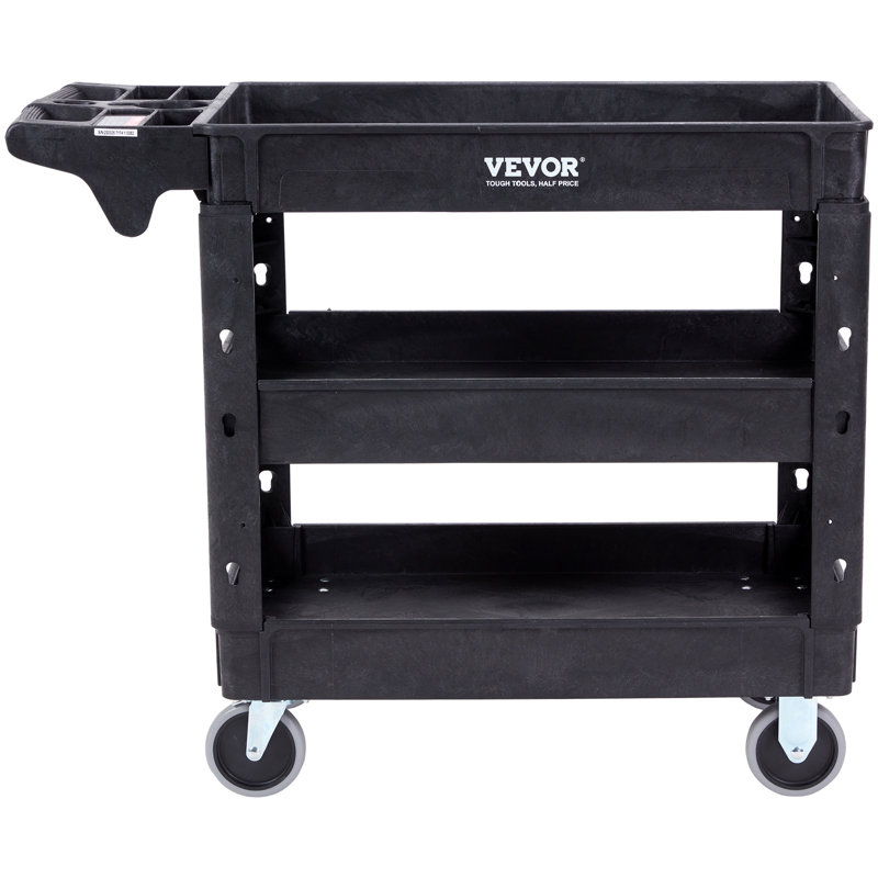 Gray Heavy Duty 3-Shelf Utility Service Cart with Swivel Wheels