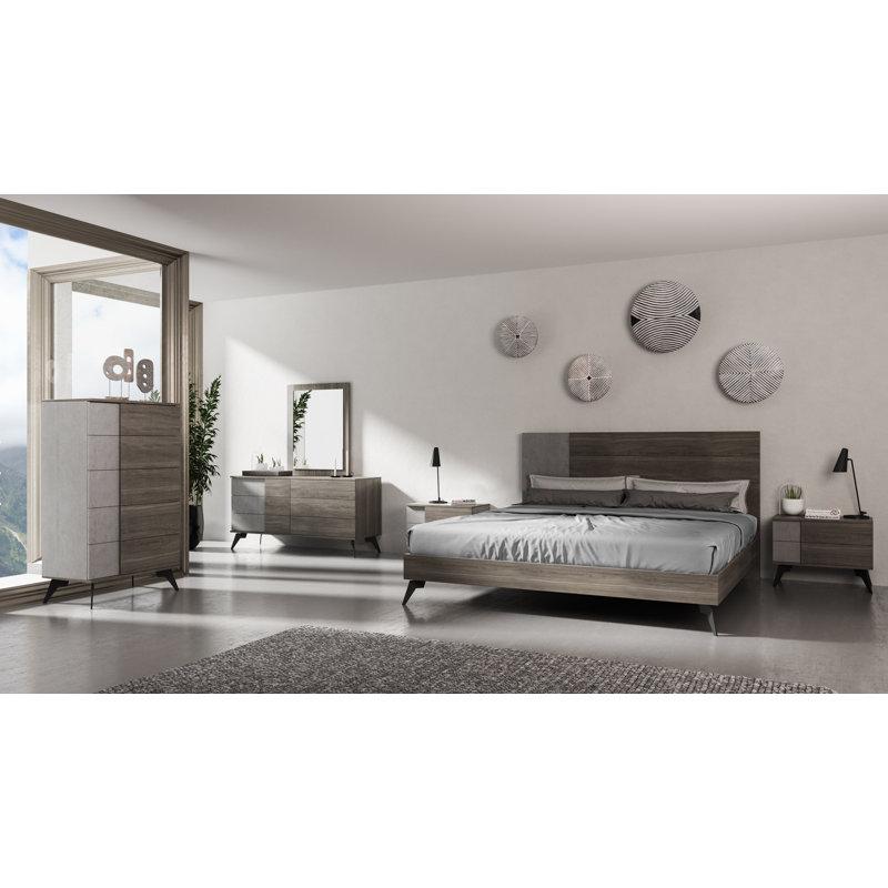 Jared 2 - Drawer Italian Nightstand, Gray