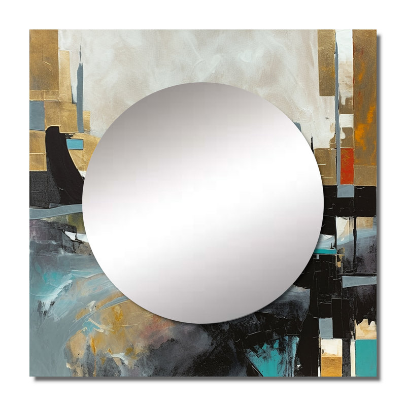 Meerub - Grand miroir carré abstrait pour décor mural, 29 po x 29 po