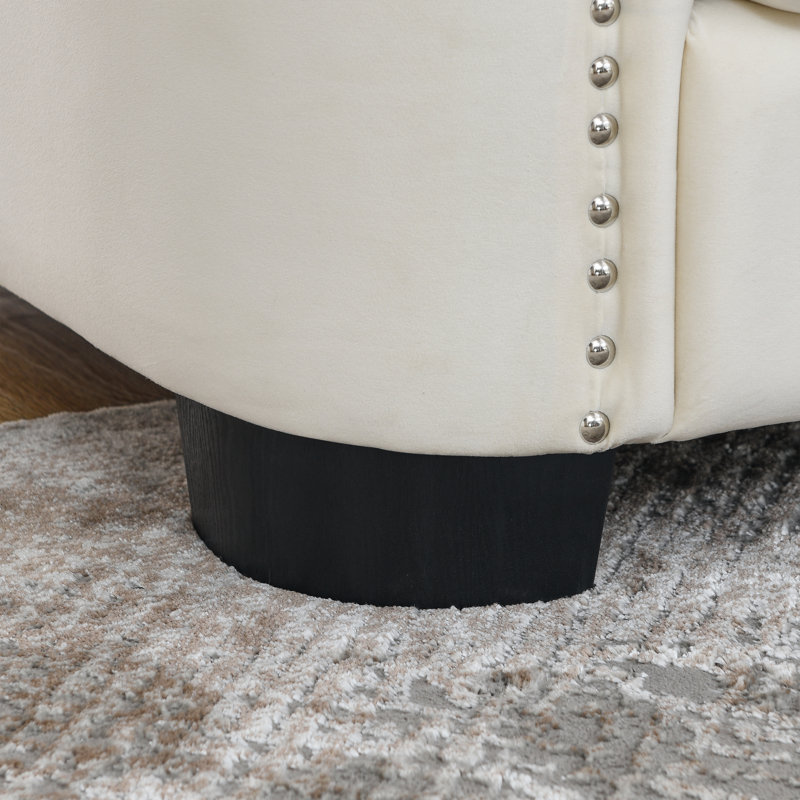 Canapés à compression, 59 po. Chesterfield moderne en velours beige pour la maison