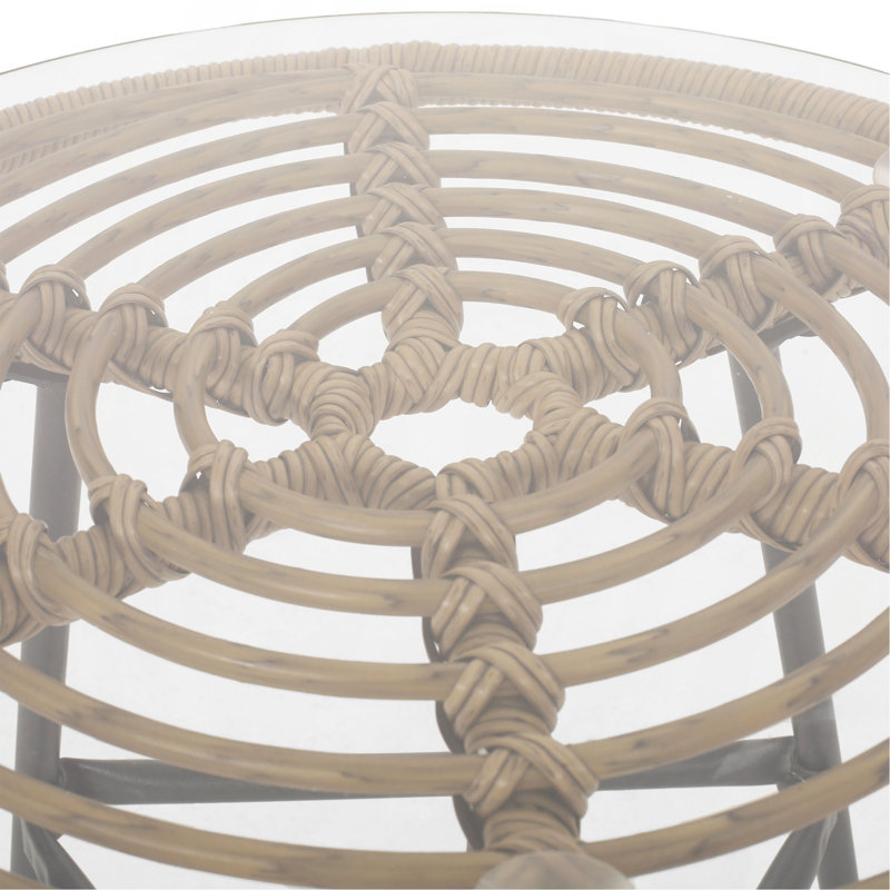 Table d'appoint en faux rotin Orlando, Marron clair